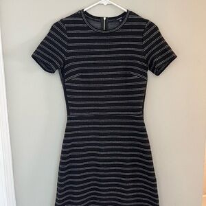 Madewell Black and Gray Striped Mini Dress